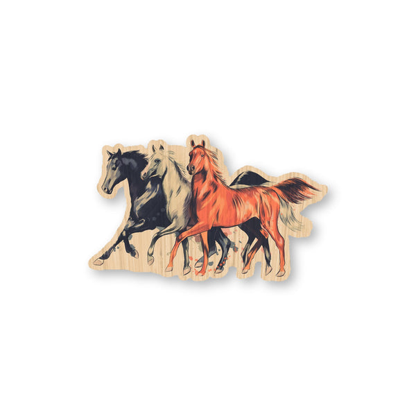 3 Running Horses bamboo sticker made in Hawaii