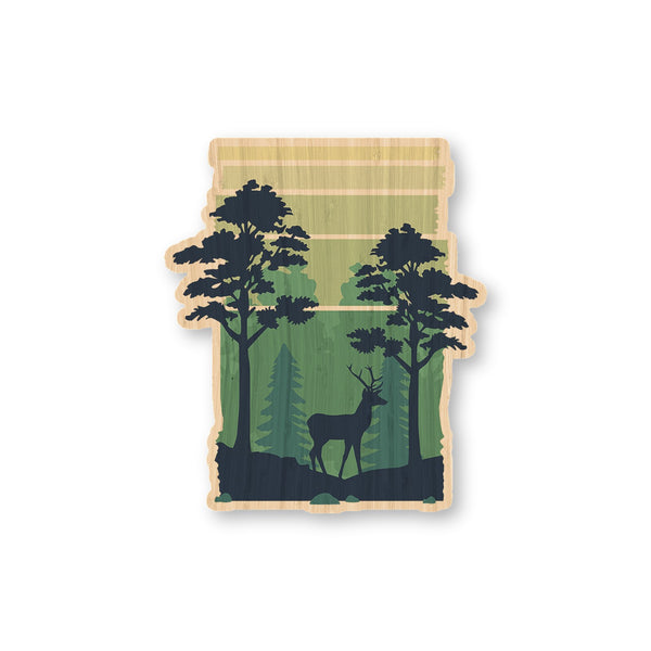 Deer Scene bamboo sticker made in Hawaii