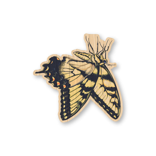 Yellow Butterfly bamboo sticker made in Hawaii