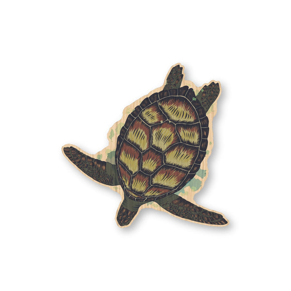 Watercolor Turtle bamboo sticker made in Hawaii