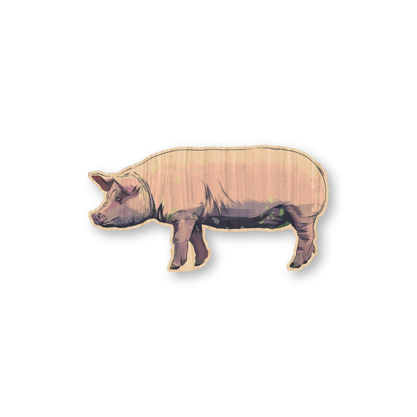 Pig bamboo sticker made in Hawaii