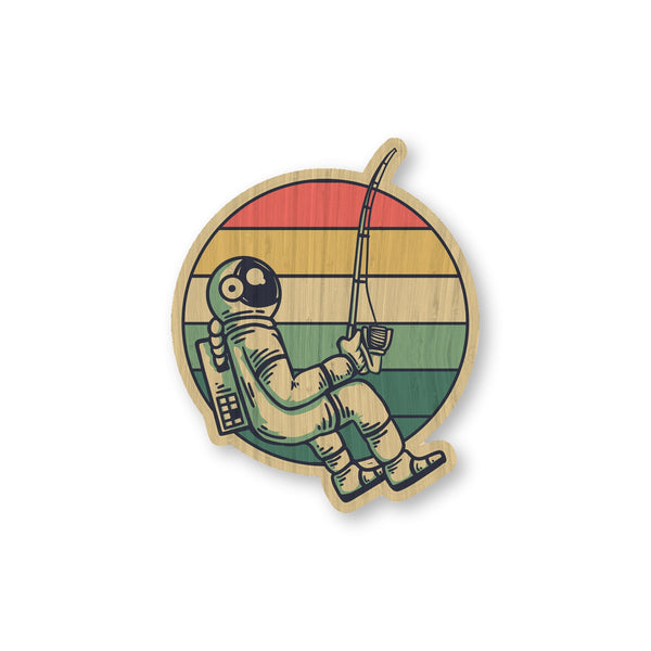Retro Astro Fishing bamboo sticker made in Hawaii