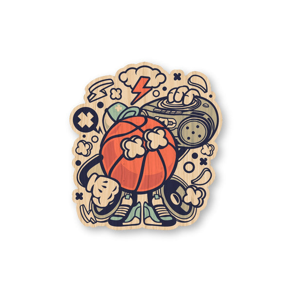 Basketball Junkie bamboo sticker made in Hawaii