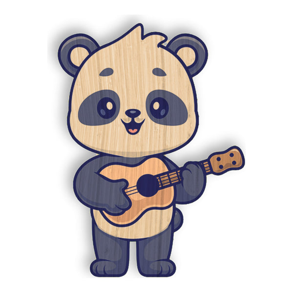 Panda Playing Ukulele bamboo sticker made in Hawaii