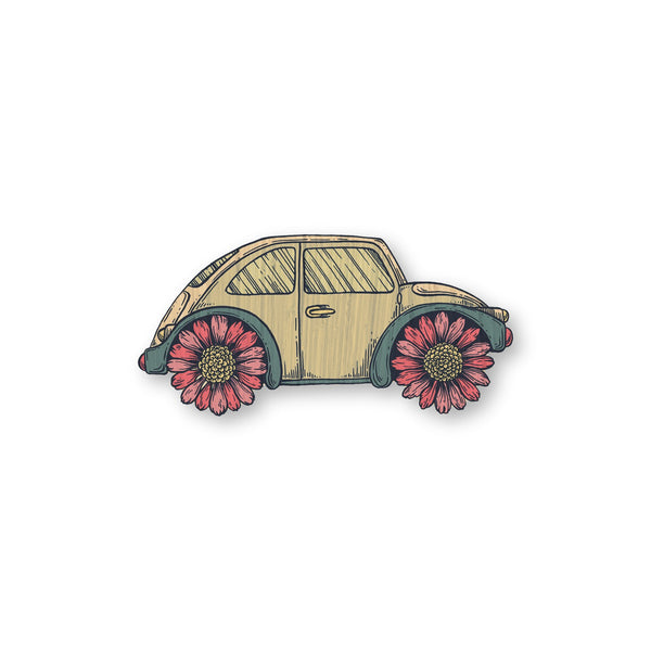 Funky VW Beetle bamboo sticker made in Hawaii