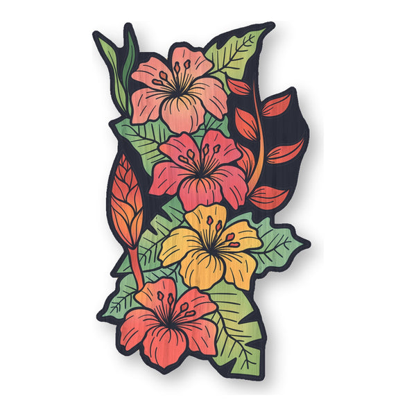 Tropical Hibiscus bamboo sticker made in Hawaii