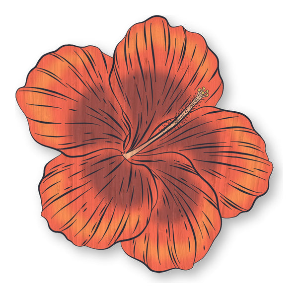 Red Hibiscus bamboo sticker made in Hawaii