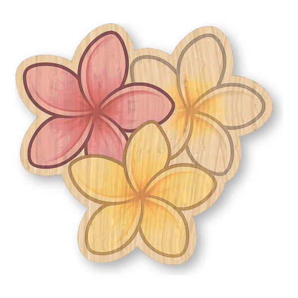 Plumeria Trio bamboo sticker made in Hawaii