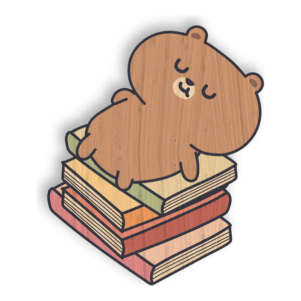 Sleeping Bear On Books bamboo sticker made in Hawaii