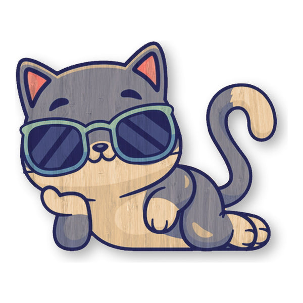Cool Cat bamboo sticker made in Hawaii