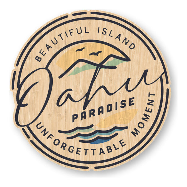Oahu Paradise bamboo sticker made in Hawaii