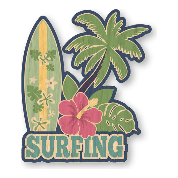 Surfing bamboo sticker made in Hawaii