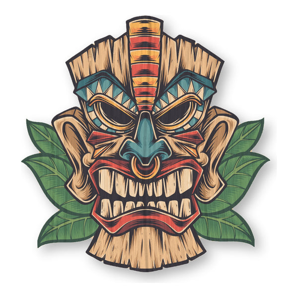 Hawaiian Tiki Mask bamboo sticker made in Hawaii