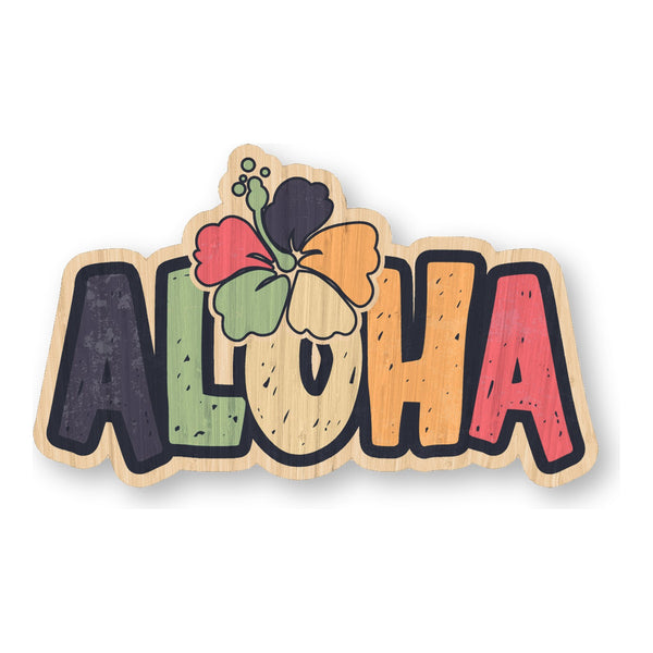 Aloha Hibiscus bamboo sticker made in Hawaii