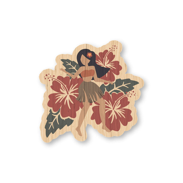 Hibiscus Hawn Dance bamboo sticker made in Hawaii