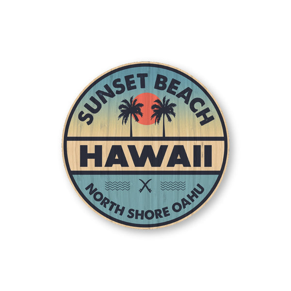 Sunset Beach, North Shore bamboo sticker made in Hawaii