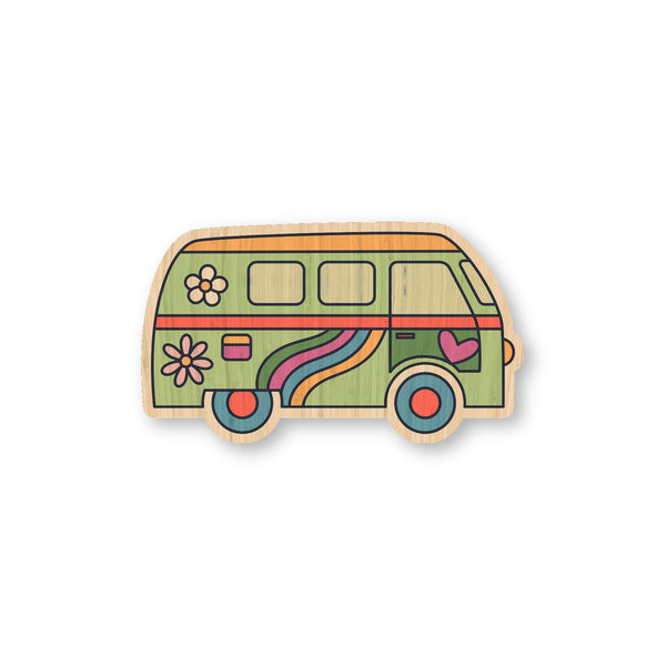 Retro VW Van bamboo sticker made in Hawaii