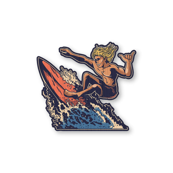 Surfer Boy bamboo sticker made in Hawaii