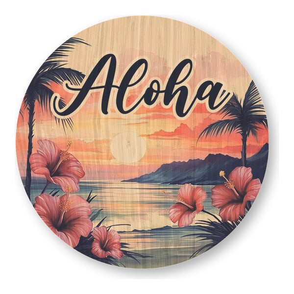 Aloha Sunset bamboo sticker made in Hawaii