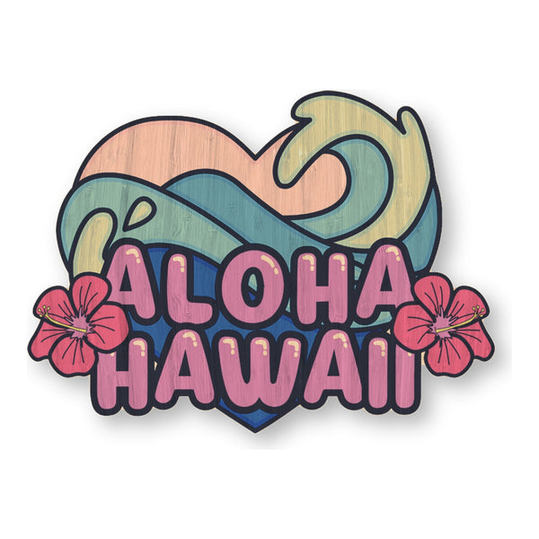 Aloha Hawaii Wave bamboo sticker made in Hawaii