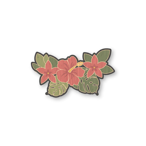Tropical Flowers bamboo sticker made in Hawaii