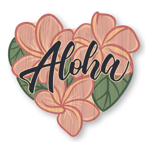 Aloha Hibiscus Heart bamboo sticker made in Hawaii