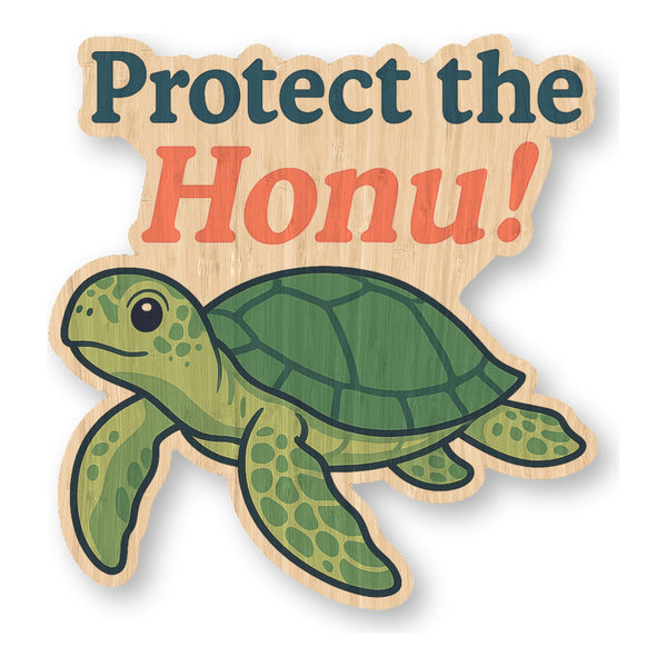 Protect The Honu bamboo sticker made in Hawaii