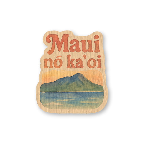 Maui No Ka Oi (Mountain) bamboo sticker made in Hawaii