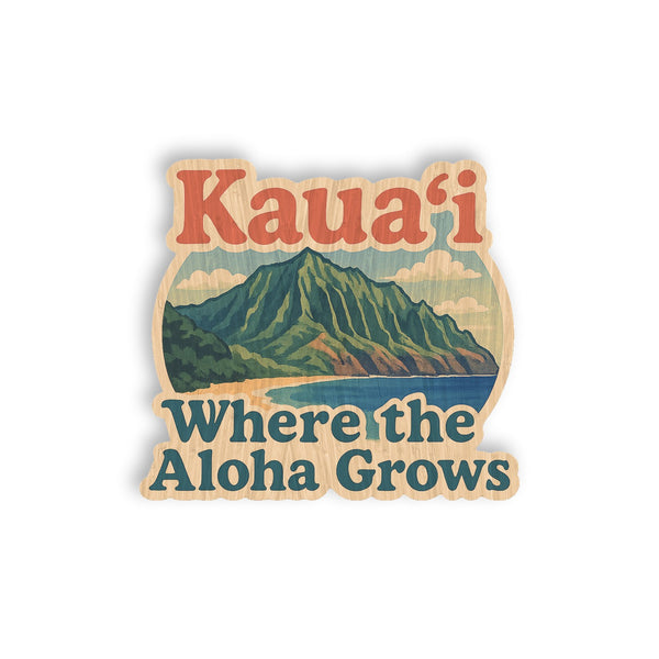Kauai Where Aloha Grows bamboo sticker made in Hawaii