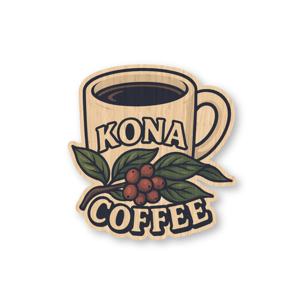 Kona Coffee bamboo sticker made in Hawaii