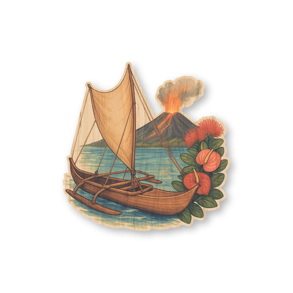 Big island Canoe bamboo sticker made in Hawaii