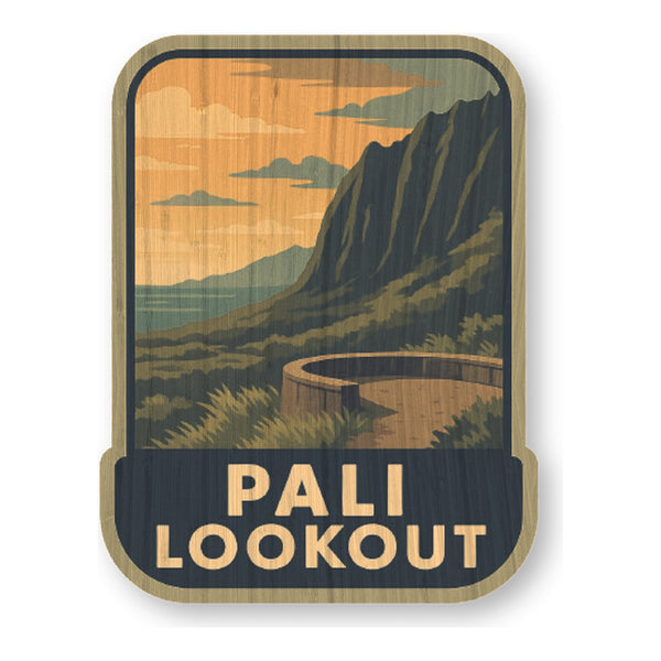 Pali Lookout bamboo sticker made in Hawaii