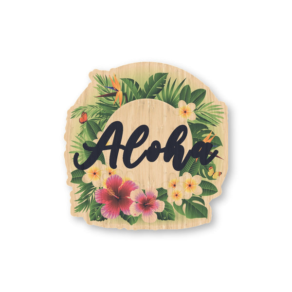 Aloha Wreath bamboo sticker made in Hawaii