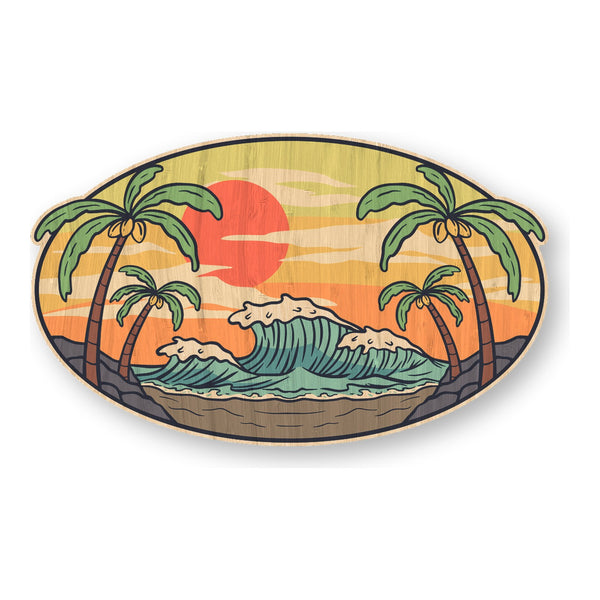 Tropical Scene bamboo sticker made in Hawaii