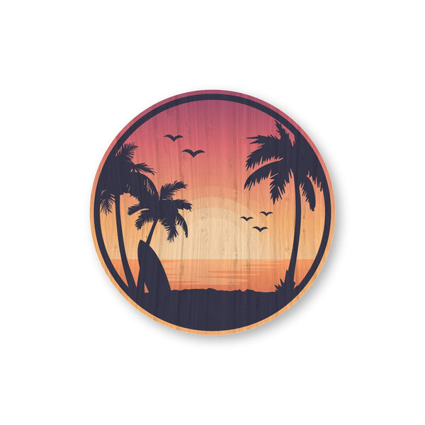 Tropical Sunset bamboo sticker made in Hawaii