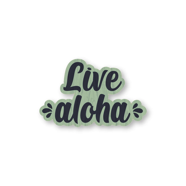 Live Aloha bamboo sticker made in Hawaii