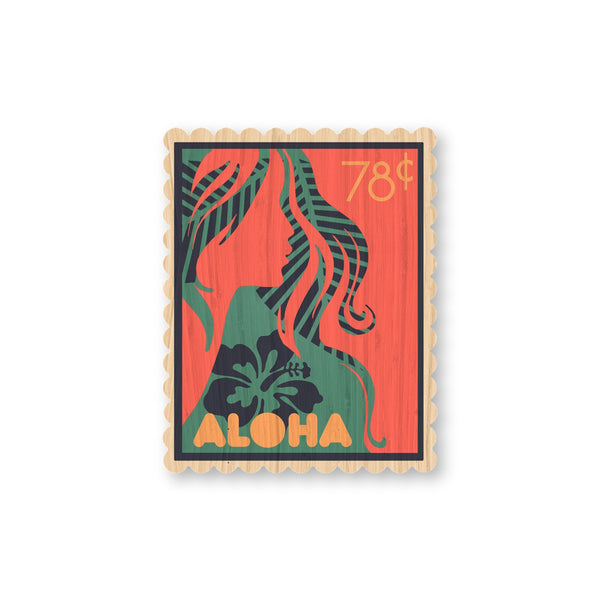 Aloha Stamp bamboo sticker made in Hawaii