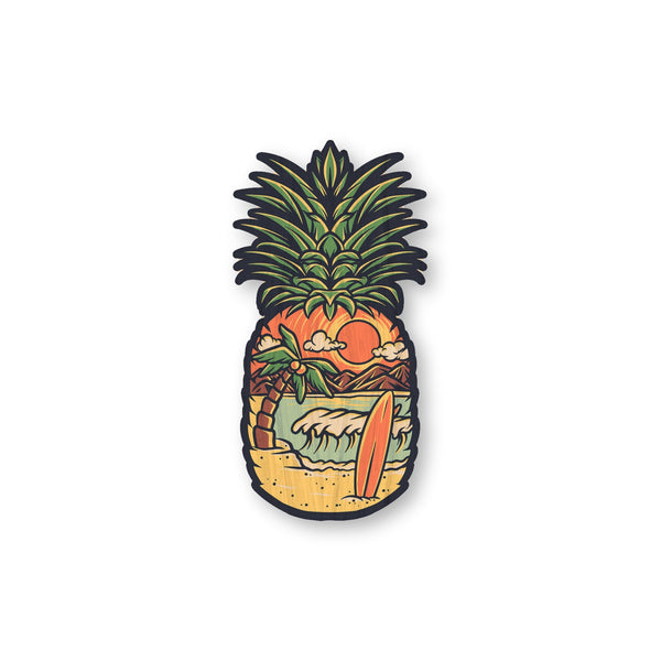 Pineapple Surf bamboo sticker made in Hawaii