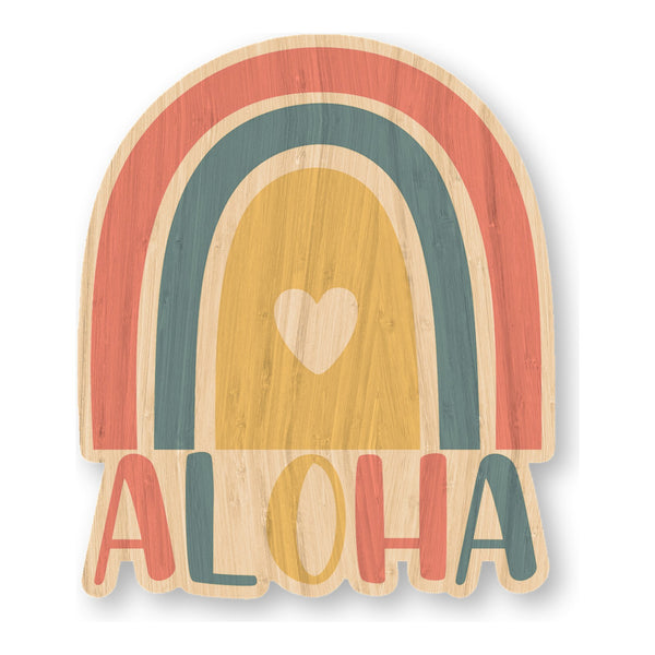 Rainbow Aloha bamboo sticker made in Hawaii