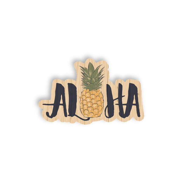 Aloha Pineapple bamboo sticker made in Hawaii