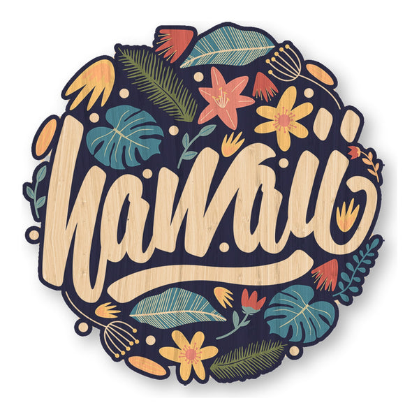 Floral Hawaii bamboo sticker made in Hawaii