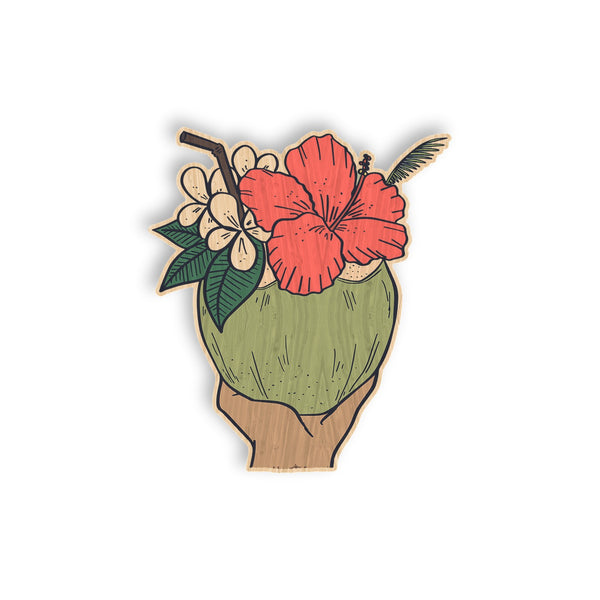 Hawaiian Drink bamboo sticker made in Hawaii