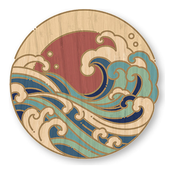 Rushing Waves bamboo sticker made in Hawaii