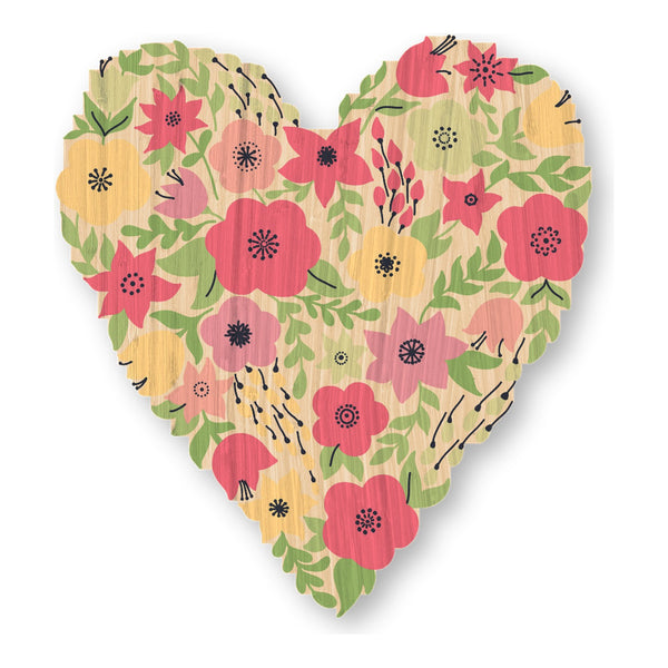 Floral Heart bamboo sticker made in Hawaii