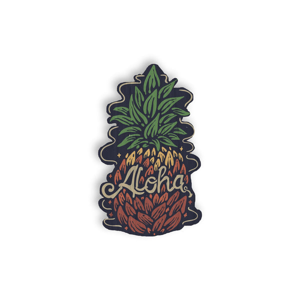 Funky Aloha Pineapple bamboo sticker made in Hawaii
