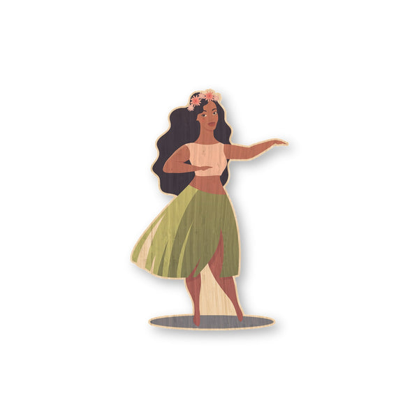 Hula Girl bamboo sticker made in Hawaii