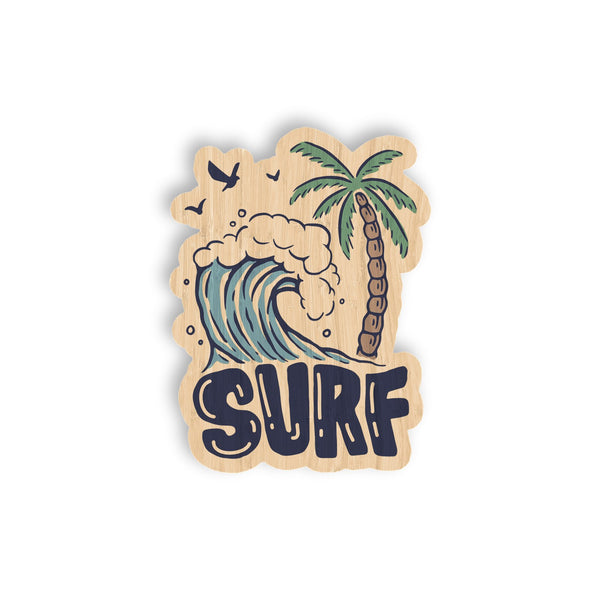 Surf Beach bamboo sticker made in Hawaii