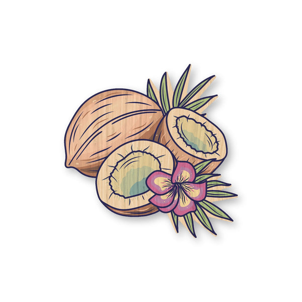 Coconut & Hibiscus bamboo sticker made in Hawaii