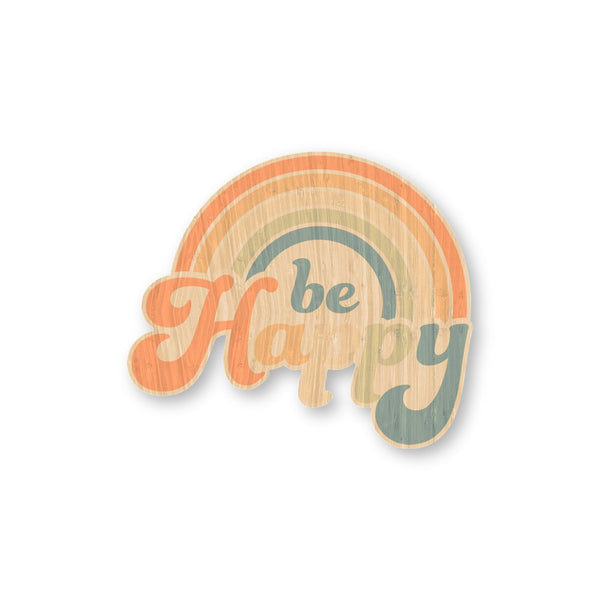Be Happy Rainbow bamboo sticker made in Hawaii