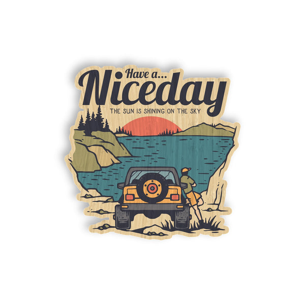 Have a nice day sunset bamboo sticker made in Hawaii